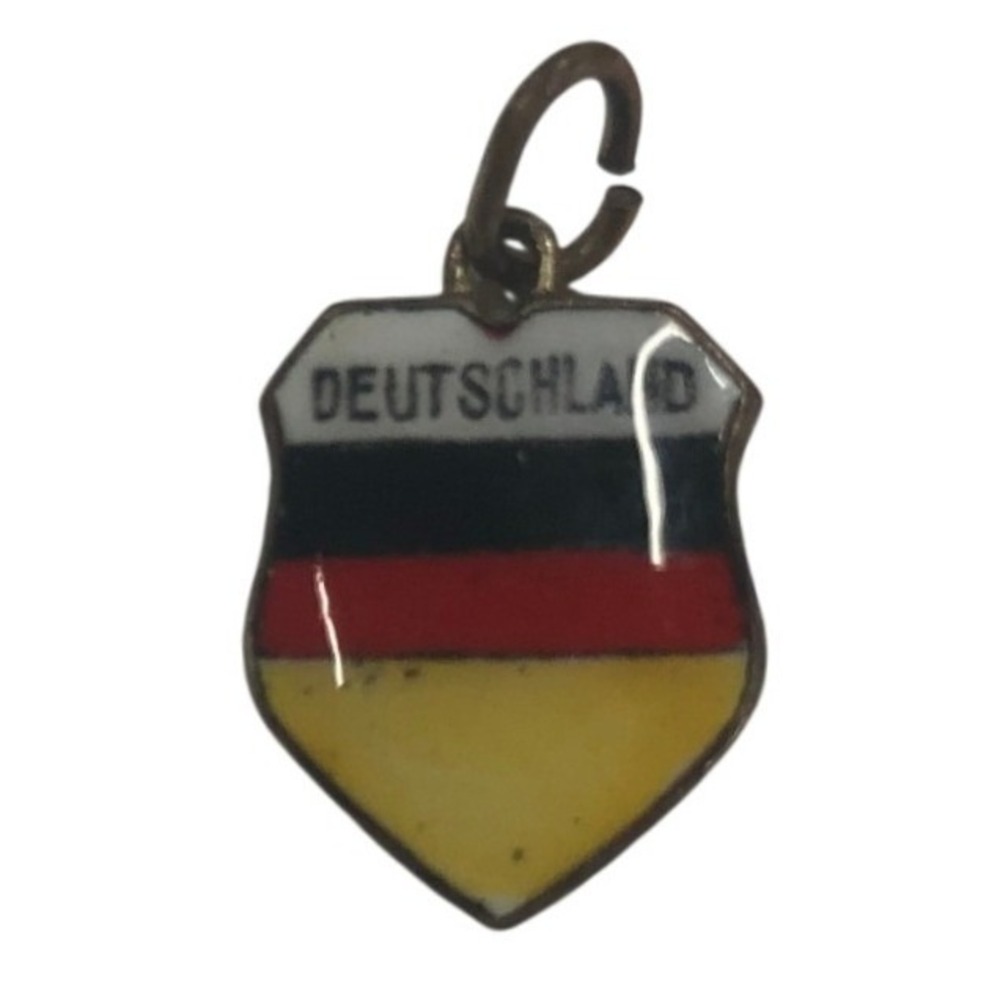 Vintage Deutschland German Flag Shield Charm Enamel Souvenir Pendant